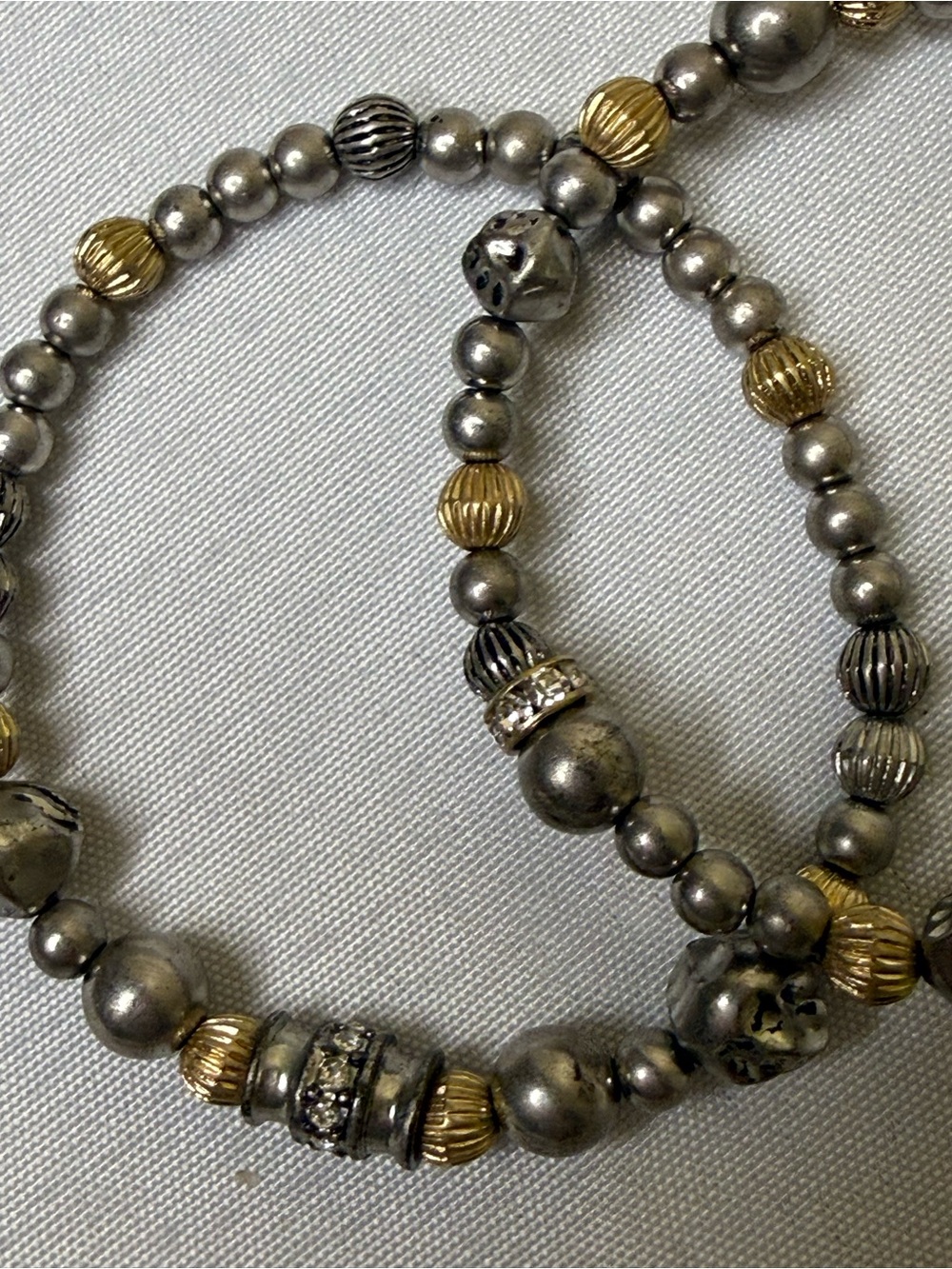 Pair of Beautiful Two-Toned Metallic Vintage Stretch Bracelets